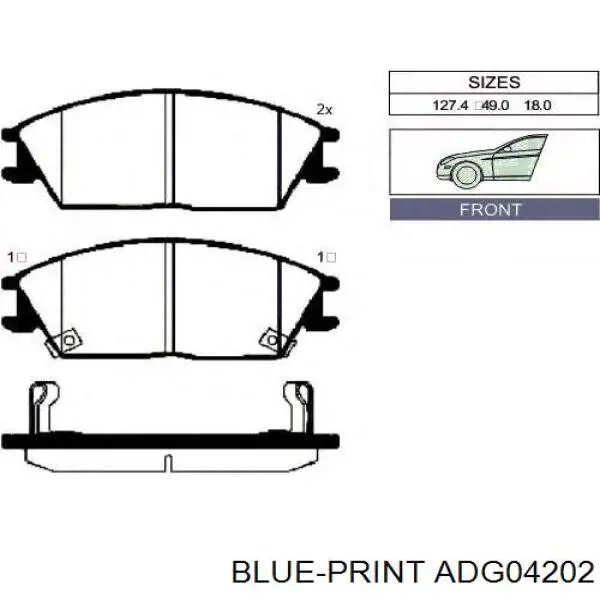 Тормозные колодки Blue Print ADG04202