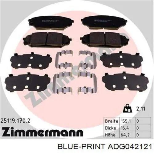 Тормозные колодки Hyundai/Kia 581013JA50