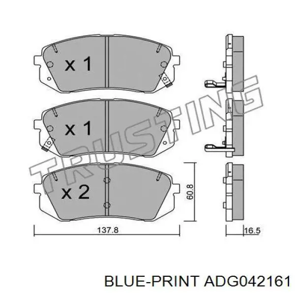 ADG042161 Blue Print sapatas do freio dianteiras de disco