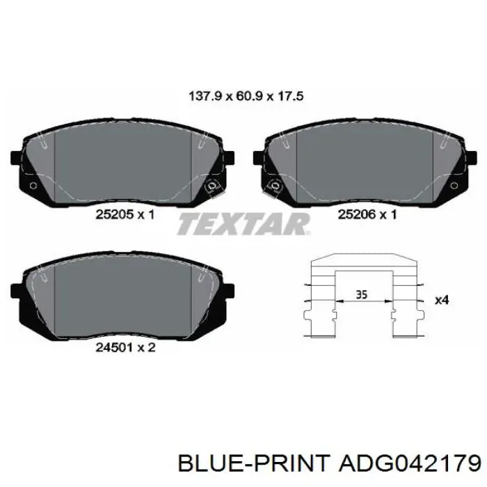 Колодки Blue Print ADG042179 цена, от 30.53 USD