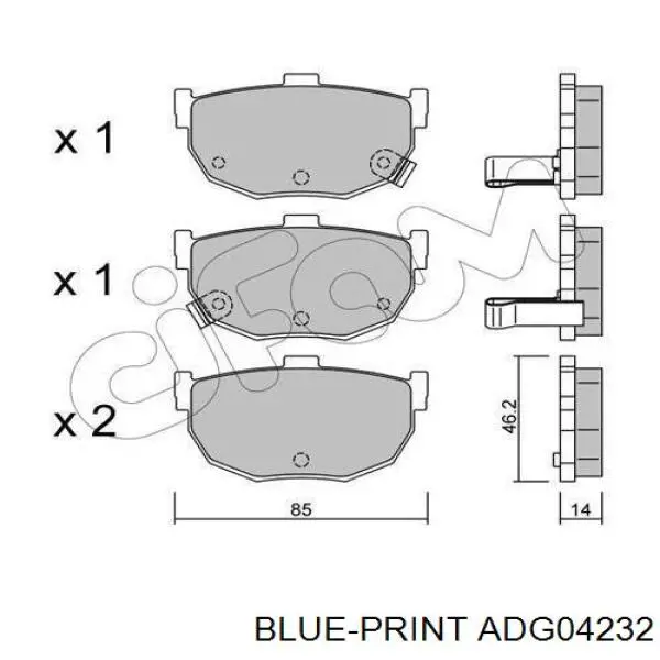 Колодки дисковые  Blue Print ADG04232 цена, от 13.95 USD