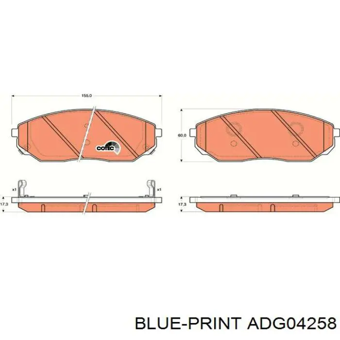 Купить ADG04258 Blue Print Колодки тормозные