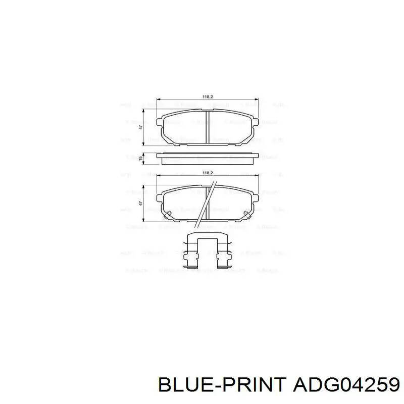 Задние дисковые колодки Blue Print ADG04259