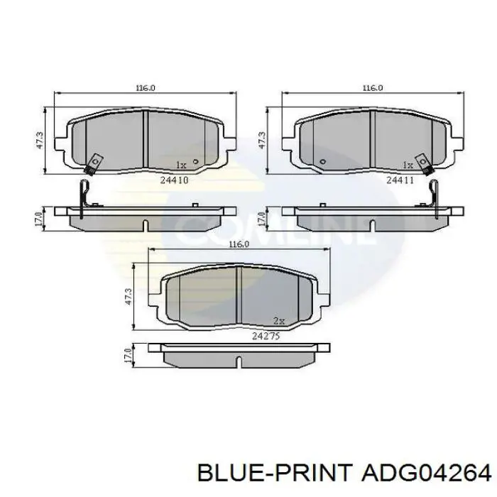 ADG04264 Blue Print Колодки передние