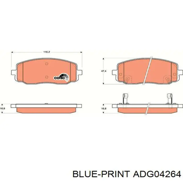 Купить ADG04264 Blue Print Колодки тормозные
