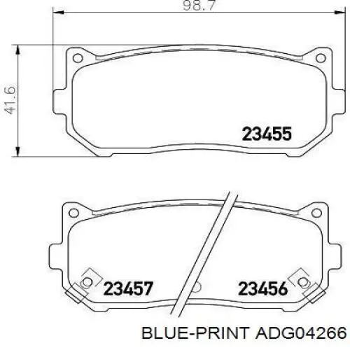Купить ADG04266 Blue Print Колодки тормозные задние, дисковые