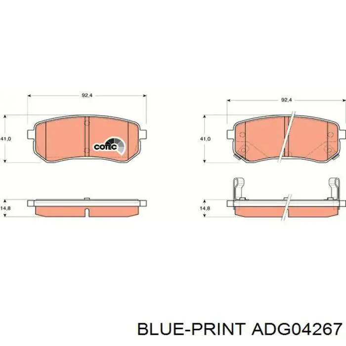 Купить ADG04267 Blue Print Колодки тормозные задние, дисковые