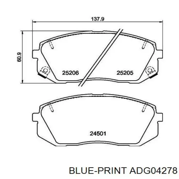 Колодки Blue Print ADG04278 цена, от 34.28 USD