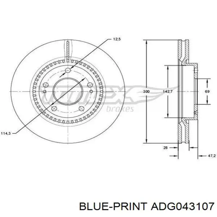 ADG043107 Blue Print Диск тормозной передний