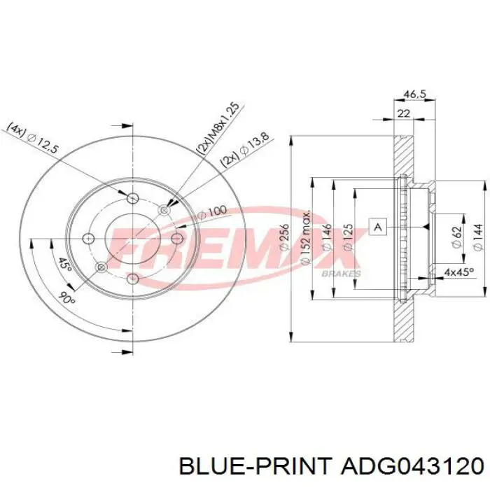 Купить ADG043120 Blue Print Ротор тормозной
