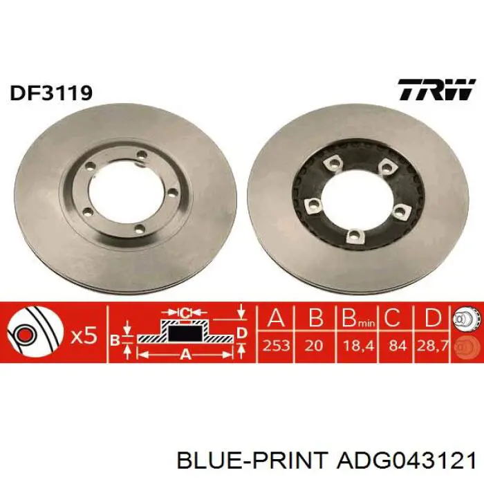 Передние тормозные диски SD3051 Sangsin