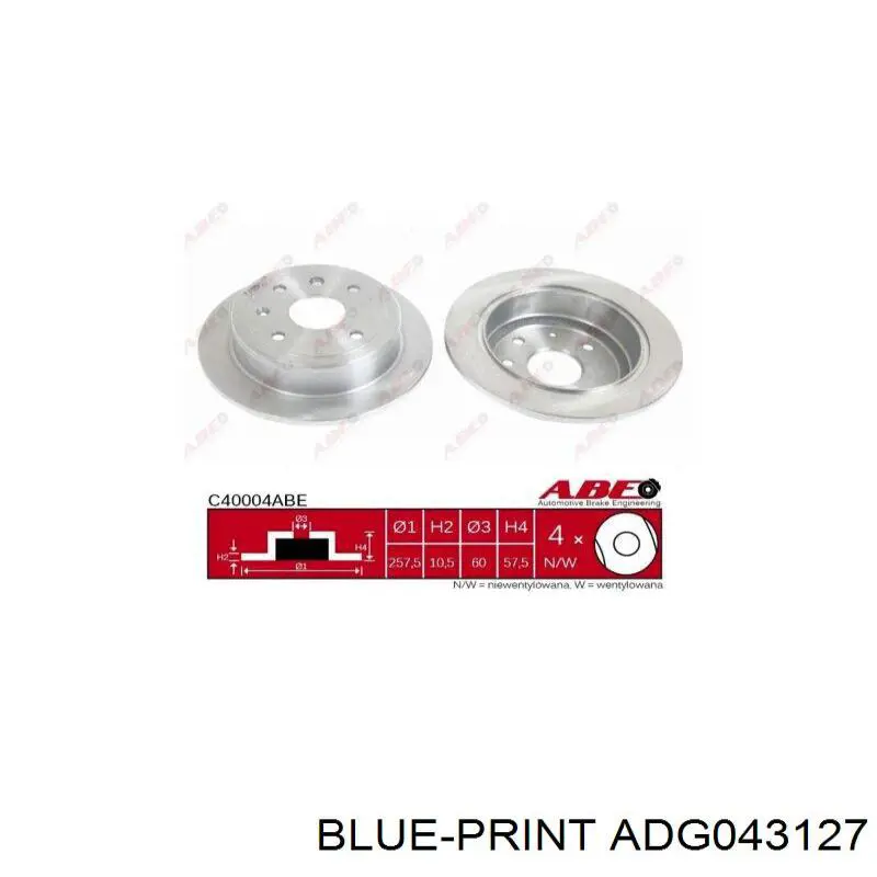 Задний тормозной диск Blue Print ADG043127 цена, от 53.50 USD