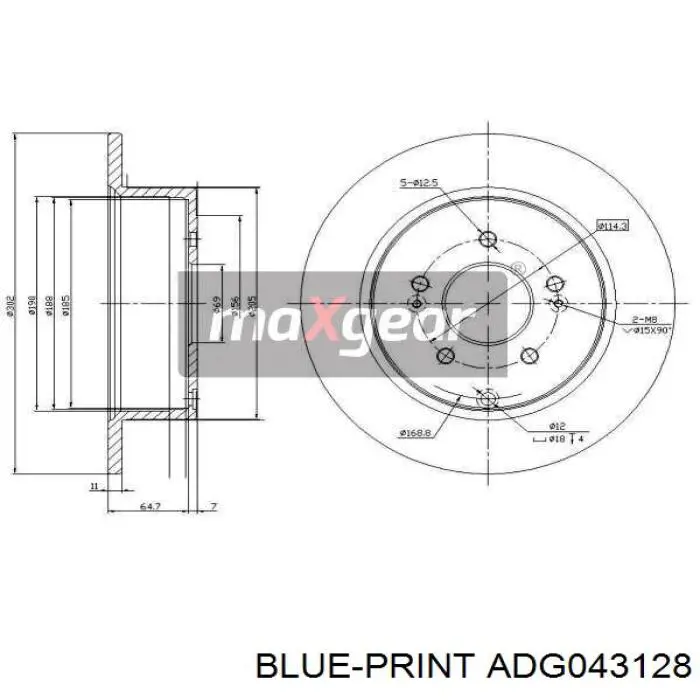 Задний дисковый тормоз Blue Print ADG043128