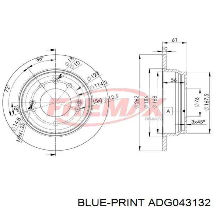 Задний тормозной диск Blue Print ADG043132 цена, от 28.72 USD