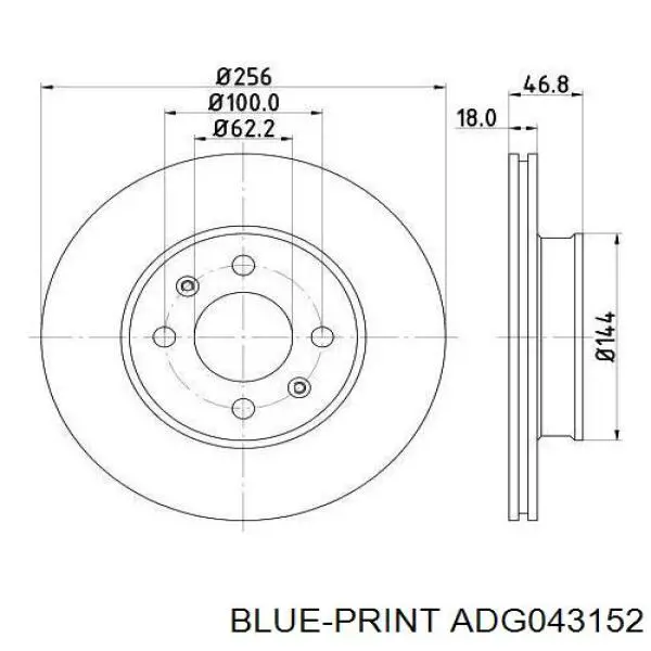 Передний тормозной диск Blue Print ADG043152