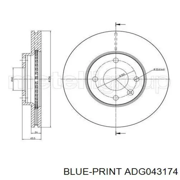 Freno de disco delantero ADG043174 Blue Print