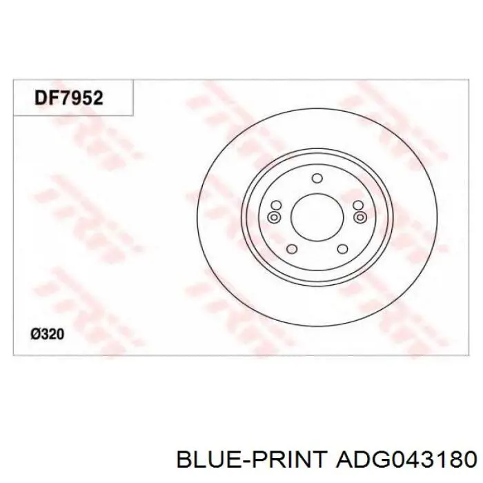 Передний тормозной диск Blue Print ADG043180