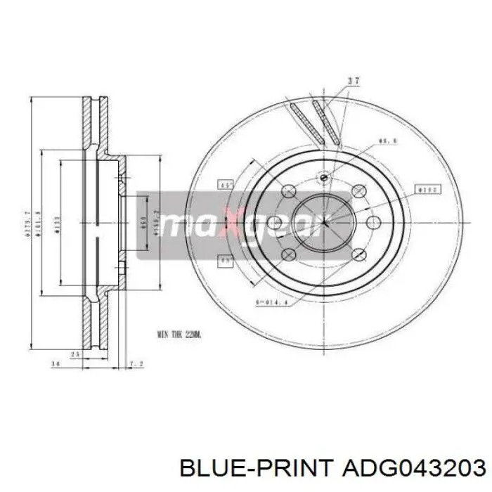 Передний тормозной диск Blue Print ADG043203