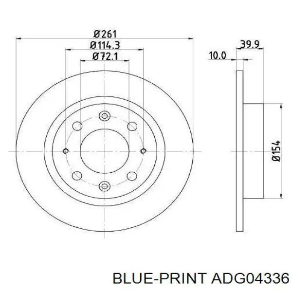 Задний дисковый тормоз Blue Print ADG04336