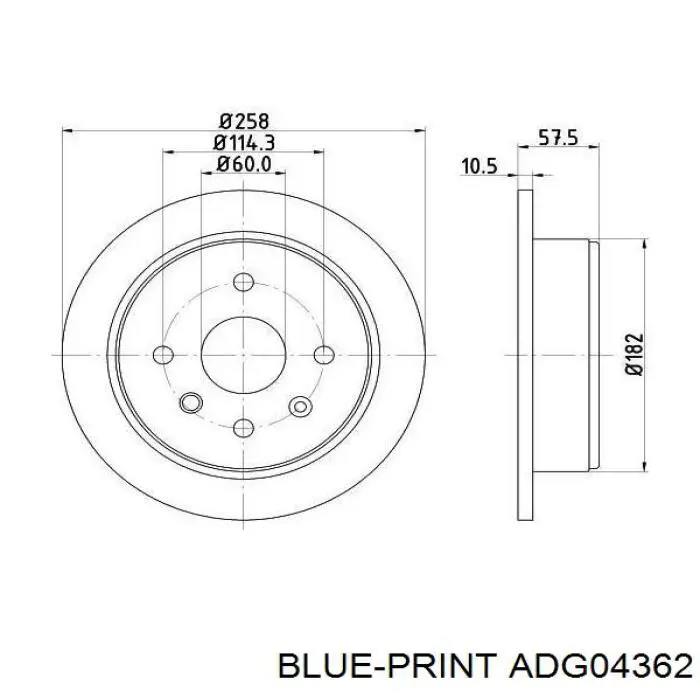 Тормозные диски ADG04362 Blue Print