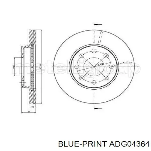 Передний тормозной диск Blue Print ADG04364
