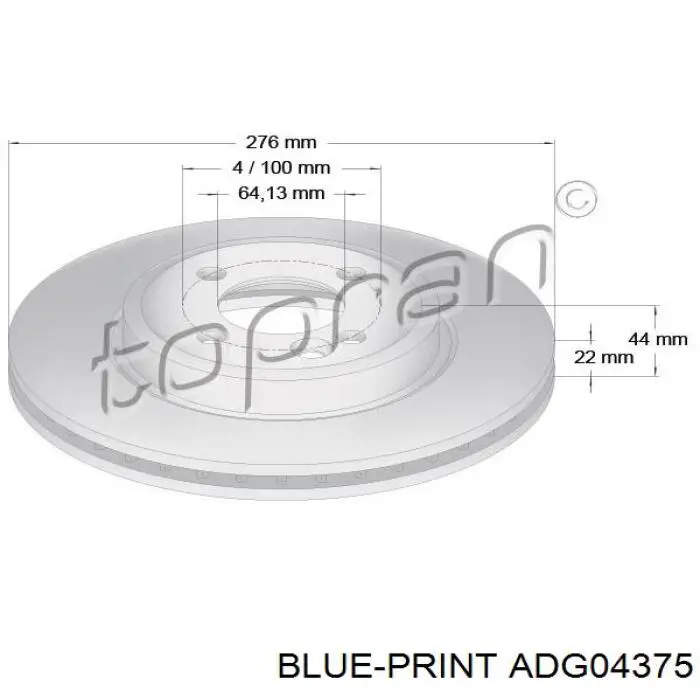 Задний тормозной диск Blue Print ADG04375 цена, от 25.85 USD