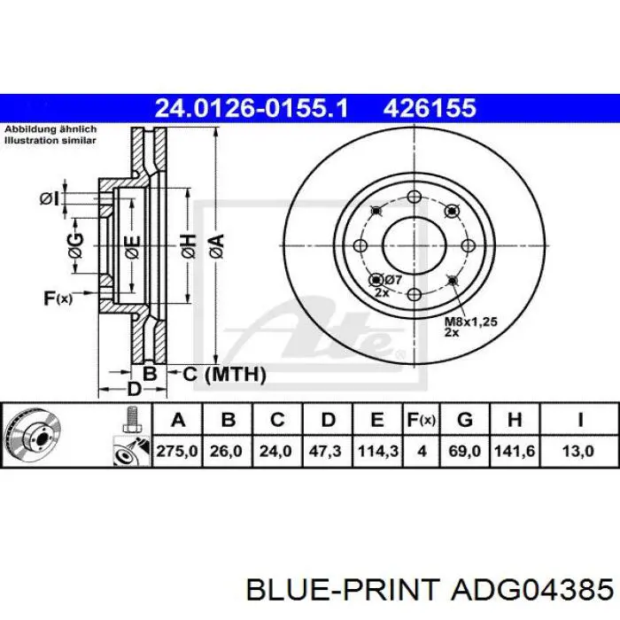 Купить ADG04385 Blue Print Ротор тормозной
