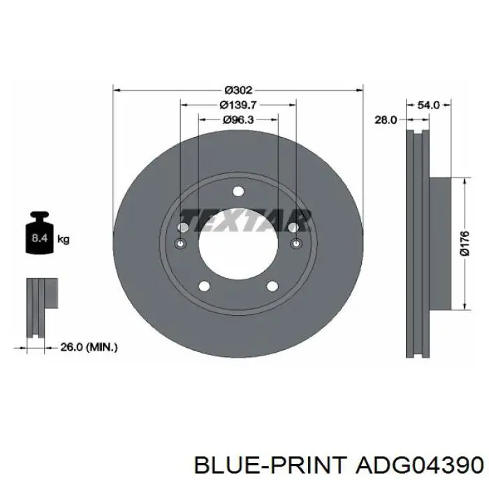 ADG04390 Blue Print Диск тормозной передний