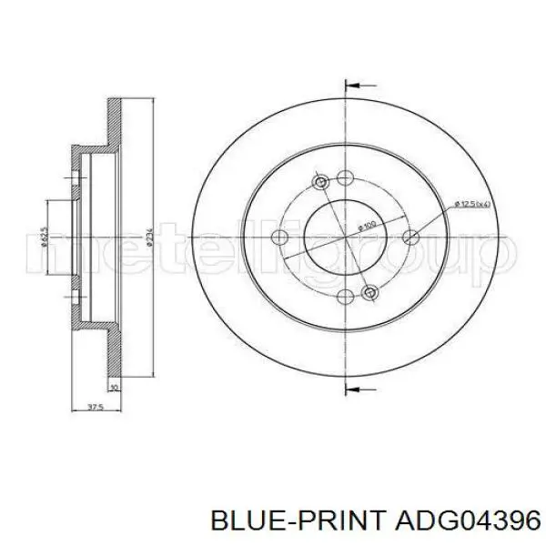 ADG04396 Blue Print Дисковый тормоз