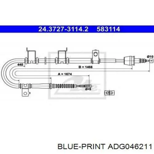Трос стояночного тормоза задний правый Hyundai/Kia 597702R500 цена, от 16.38 USD