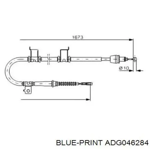 ADG046284 Blue Print трос ручного тормоза задний левый
