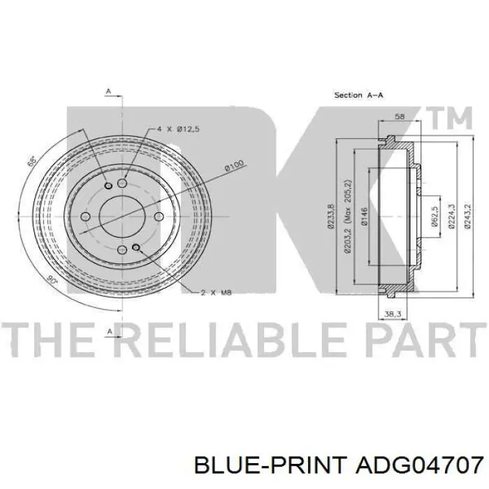 Задний барабан Blue Print ADG04707