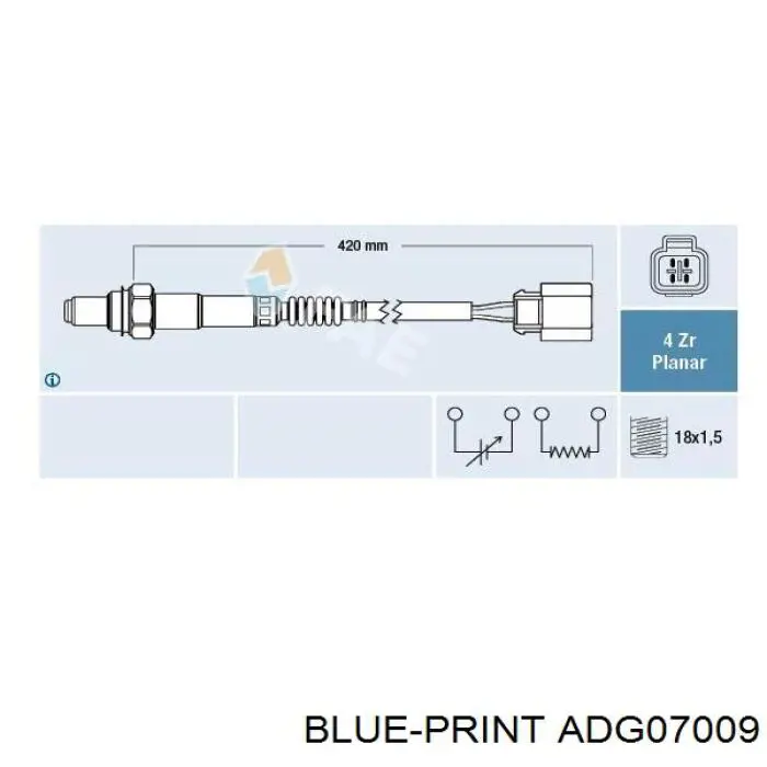 Датчик кислорода после катализатора ADG07009 Blue Print