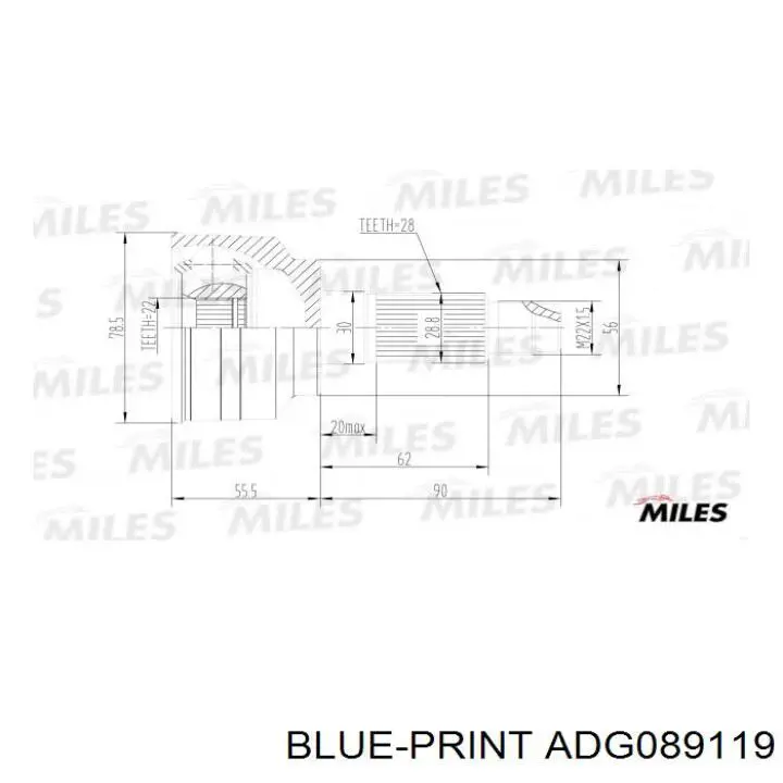 ШРУС наружный передний левый ADG089119 Blue Print