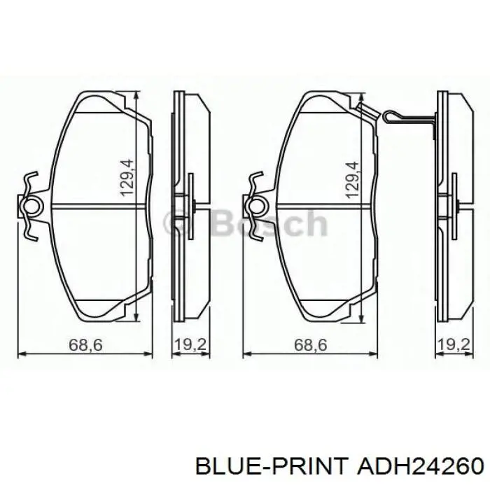 Тормозные колодки Blue Print ADH24260