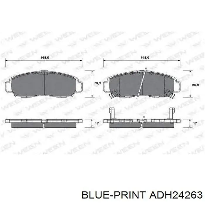 Передние тормозные колодки ADH24263 Blue Print