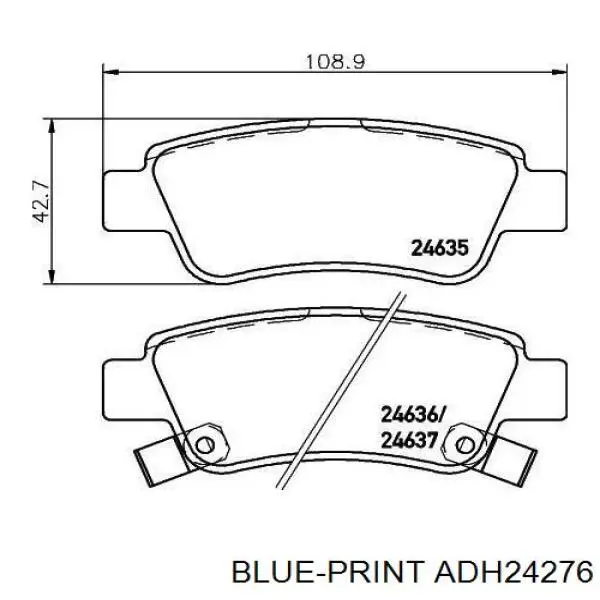 Колодки дисковые  Blue Print ADH24276 цена, от 25.36 USD