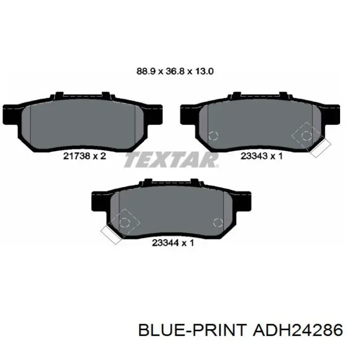 Купить ADH24286 Blue Print Колодки тормозные задние, дисковые