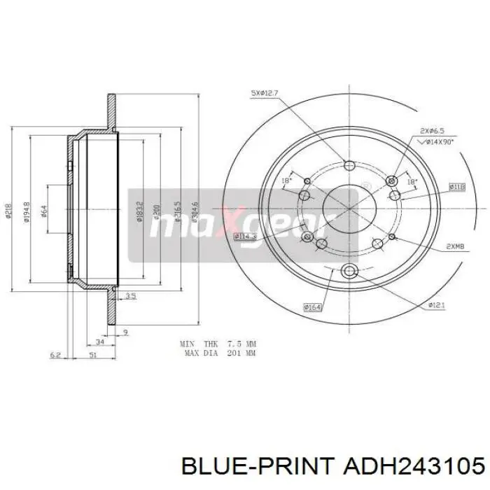 Тормозные диски ADH243105 Blue Print