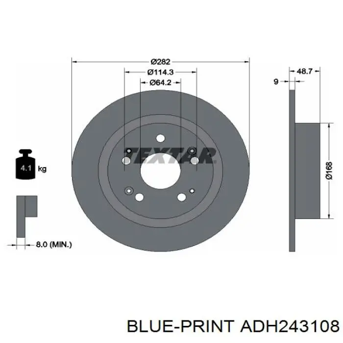 Задний дисковый тормоз Blue Print ADH243108