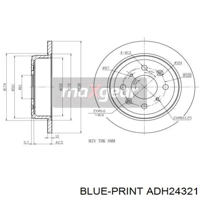 Тормозные диски B130338 Denckermann
