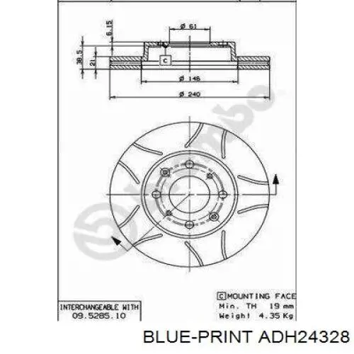 Тормоз дисковый передний Blue Print ADH24328 цена, от 27.51 USD