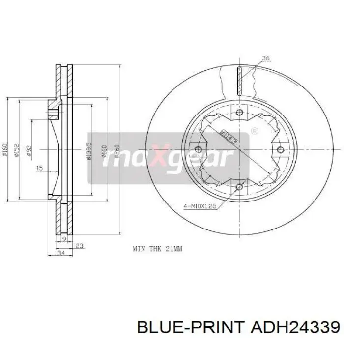 Передние тормозные диски PRT1591 Jurid/Bendix