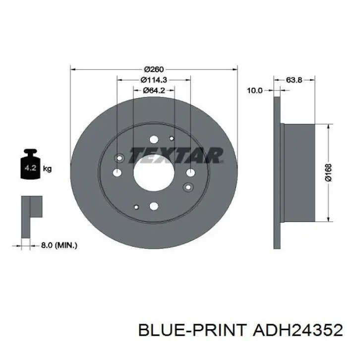 ADH24352 Blue Print Дисковый тормоз