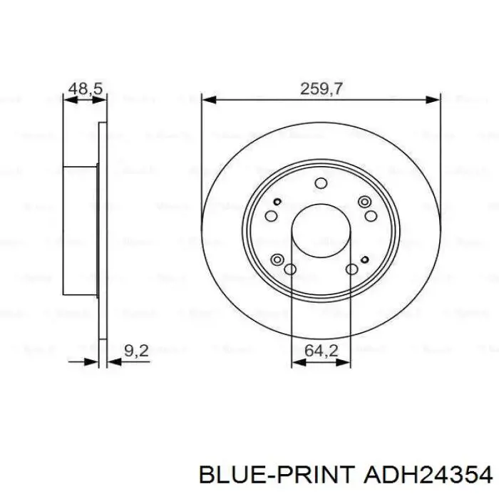 ADH24354 Blue Print Дисковый тормоз