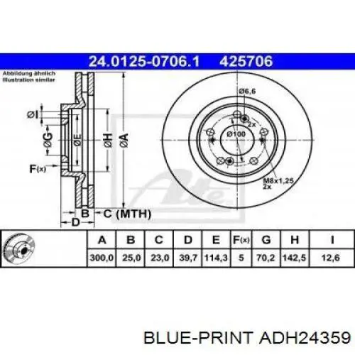 Тормоз дисковый передний Blue Print ADH24359 цена, от 51.44 USD