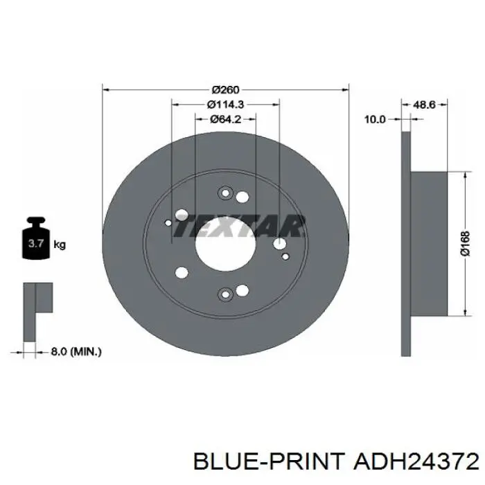 ADH24372 Blue Print Дисковый тормоз