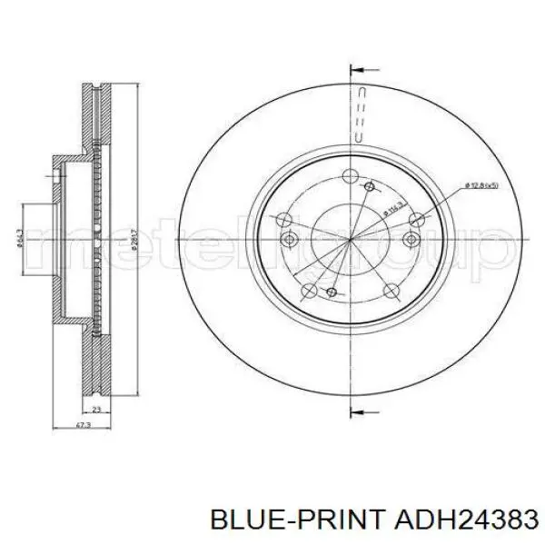 Передний тормозной диск Blue Print ADH24383
