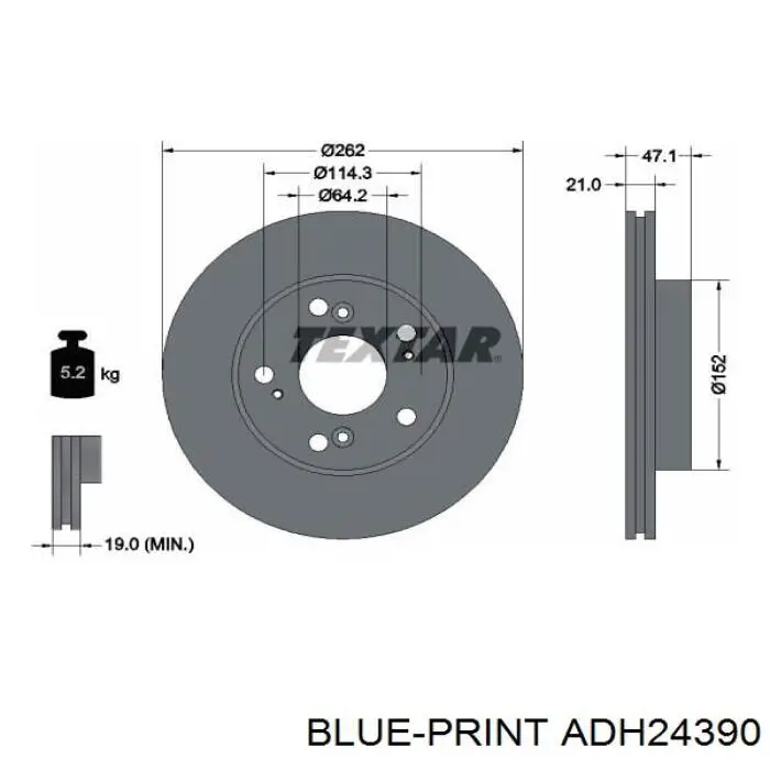 Передние тормозные диски ADH24390 Blue Print