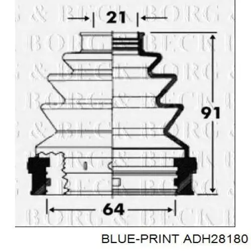 Пыльник ШРУСа передней полуоси внутренний на Honda Civic VII EU, EP, EV